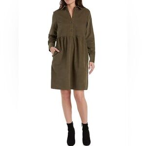 Nine West Long Sleeve Corduroy Shirt Dress | Olive Green | Size Small | NWT